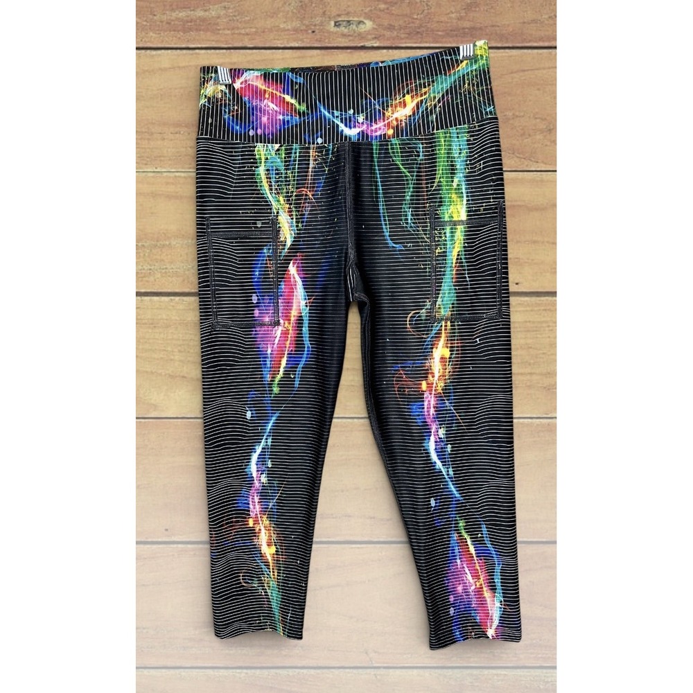 InkNBurn Energy Leggings Size 8 Vibrant Colorful Pockets Athletic Gym Stretch